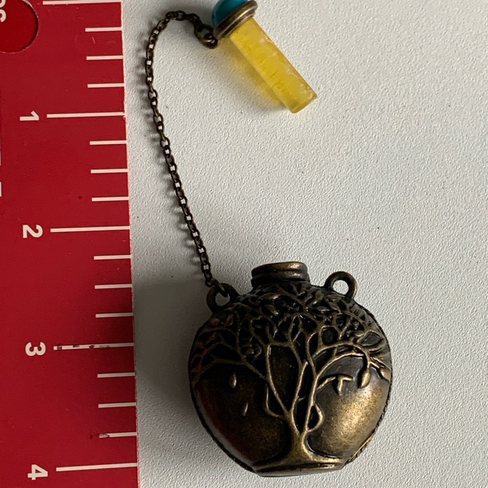 Vintage Bronze Tree of Life Pendant Charm Potion Bottle with Blue Stone - Picture 2 of 4